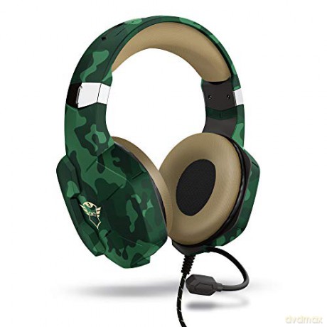 Trust Gaming Cuffie PC, PS4, PS5/5, Xbox Series X/S GXT 323C Carus con Microfono Flessibile, 3.5 mm Jack, Filo, Controllo del Volume ed Esclusione Audio del Microfono - Verde Mimetico