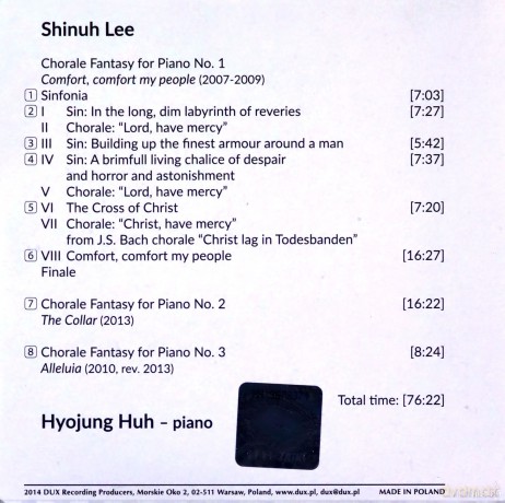 Hyojung Huh: Chorale Fantasies For Piano Nos. 1-3 [CD]