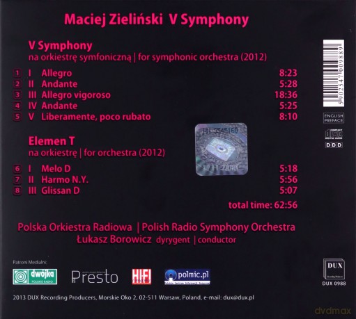 Maciej Zieliński: V Symphony [CD]