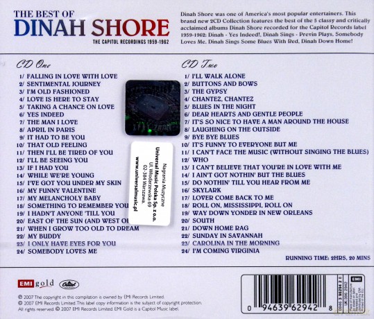 Dinah Shore: The Best Of Capitol Recordings 1959-1962 [2CD]