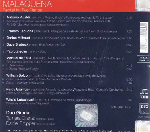 Recital for Two Pianos - Malaguena [CD]
