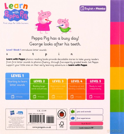 Learn with Peppa Phonics Level 1 Book 1 - Tip Tip and Sit Sip - Peppa Pig [KSIĄŻKA]
