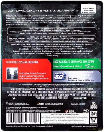 Prometeusz 3D (steelbook) [Blu-Ray 3D]+[2xBlu-Ray]