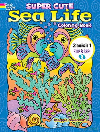 Super Cute Sea Life Coloring Book/Super Cute Sea Life Color by Number: 2 Books in 1/Flip and See! - Noelle Dahlen [KSIĄŻKA]