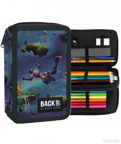 Piórnik 2-komorowy z wyposażeniem BACKUP 5 model DW40 galaktyka