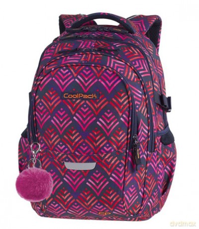 Plecak 4-komorowyy Coolpack Factor Hawaii Pink z pomponem