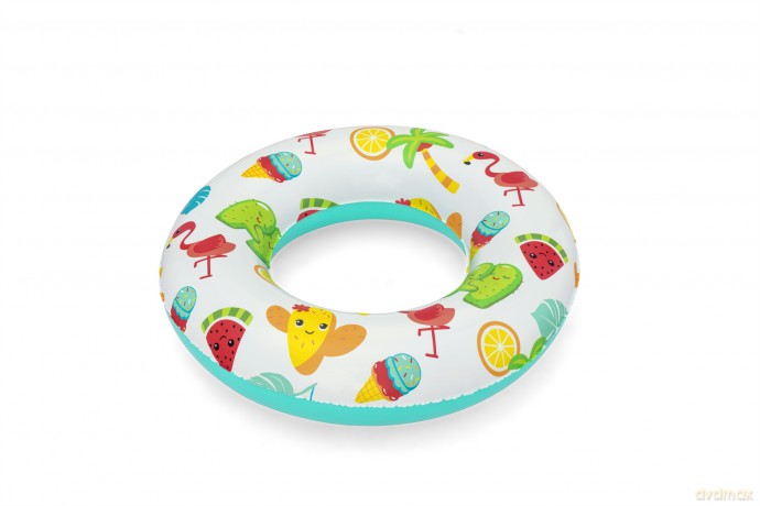 Koło do pływania 61cm mix 2 wzory: Owoce, Flamingi