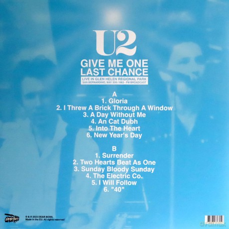 U2: Give Me One Last Chance: Live In Glen Helen Regional Park. San Bernardino. May 30 1983 - Fm Broadcast (Blue) [Winyl]