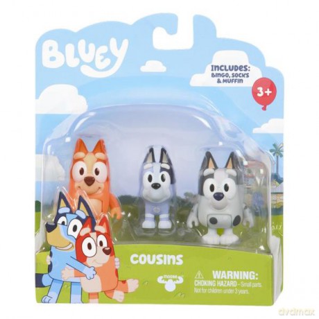 Bluey Figurki Kuzyni 3-pak Bingo, Socks i Muffin 13040 [FIGURKA]