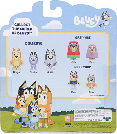 Bluey Figurki Kuzyni 3-pak Bingo, Socks i Muffin 13040 [FIGURKA]