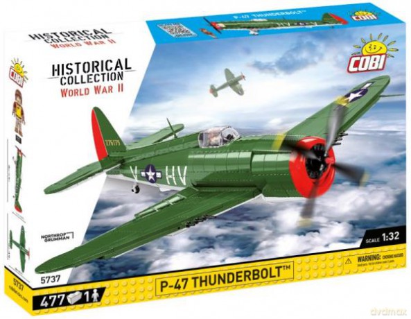 COBI 5736 Historical Collection WWII Samolot myśliwski i myśliwsko-szturmowy P-47 Thunderbolt 477 klocków [KLOCKI]