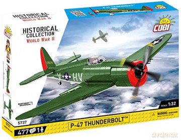 COBI 5736 Historical Collection WWII Samolot myśliwski i myśliwsko-szturmowy P-47 Thunderbolt 477 klocków [KLOCKI]