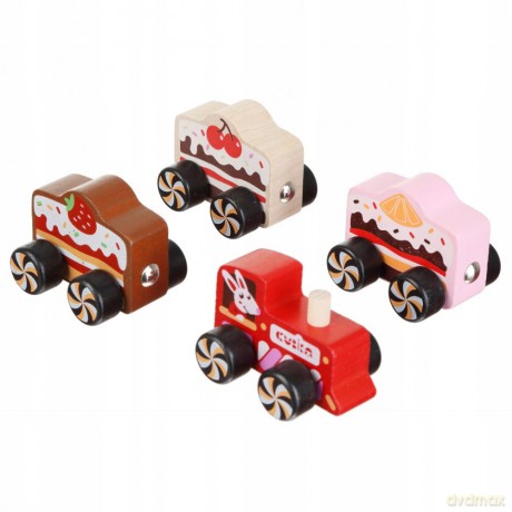 Drewniany pociąg z magnesami Mądry piesek 15375