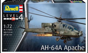 Helikopter do sklejania 1:144 63824 AH-64A Apache + 3 farbki, pędzelek, klej