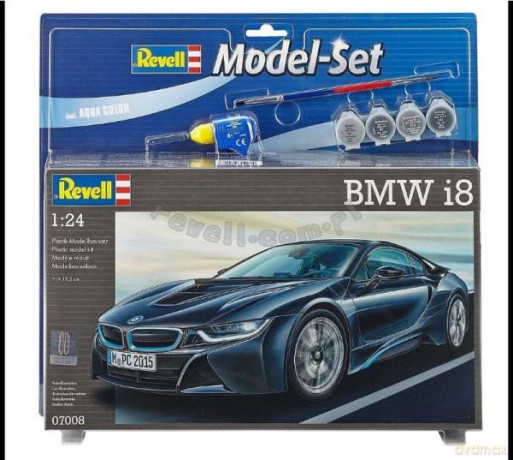 Model samochodu do sklejania 1:24 67008 BMW i8 + 4 farbki, pędzelek, klej