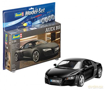 Model samochodu do sklejania 1:24 67057 Audi R8 + 4 farbki, pędzelek, klej
