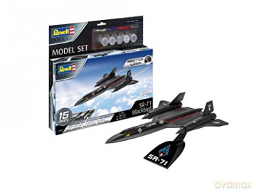 Samolot do sklejania 1:110 63652 Lockheed SR-71 Blackbird + 5 farbek, pędzelek