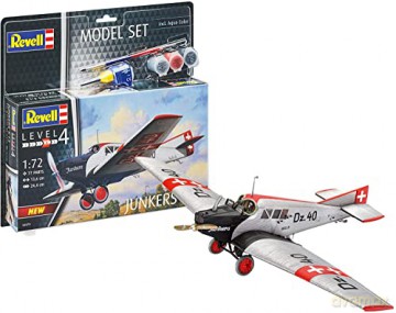 Samolot do sklejania 1:72 63870 Junkers F.13 + 3 farbki, pędzelek, klej