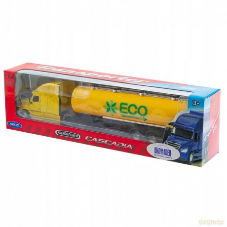 WELLY Truck z przyczepą 1:64 Freightliner Cascadia cysterna