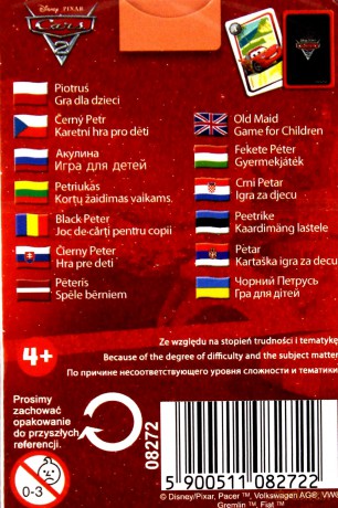 TREFL Karty Piotruś Auta 2 (Cars) (Disney) 08272 [KARTY]