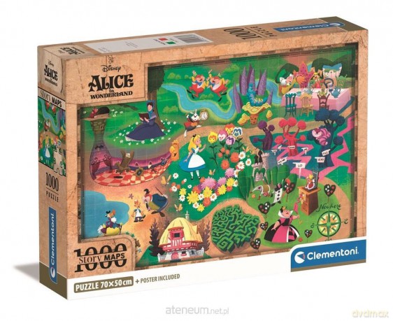 CLEMENTONI 1000 el. Compact Disney Maps Alice [PUZZLE]