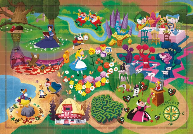 CLEMENTONI 1000 el. Compact Disney Maps Alice [PUZZLE]