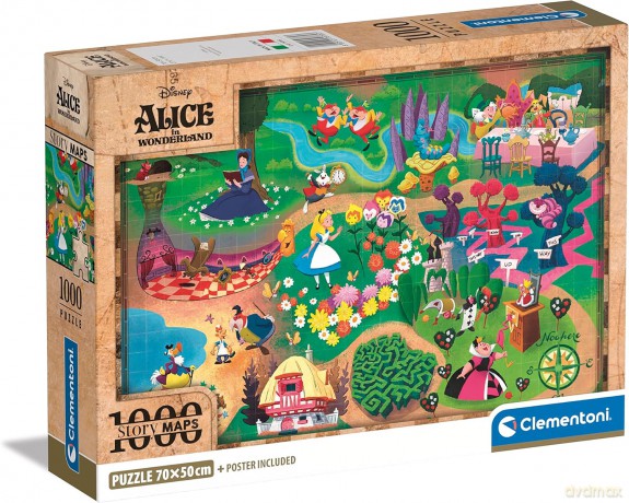 CLEMENTONI 1000 el. Compact Disney Maps Alice [PUZZLE]