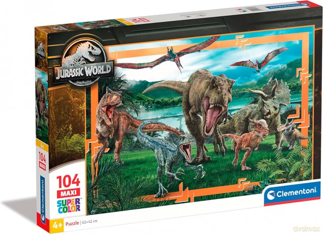 CLEMENTONI 104 el. Maxi Super Kolor Jurrasic World [PUZZLE]