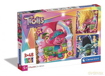 CLEMENTONI 3x48 el. Super Kolor Trolls 3 [PUZZLE]