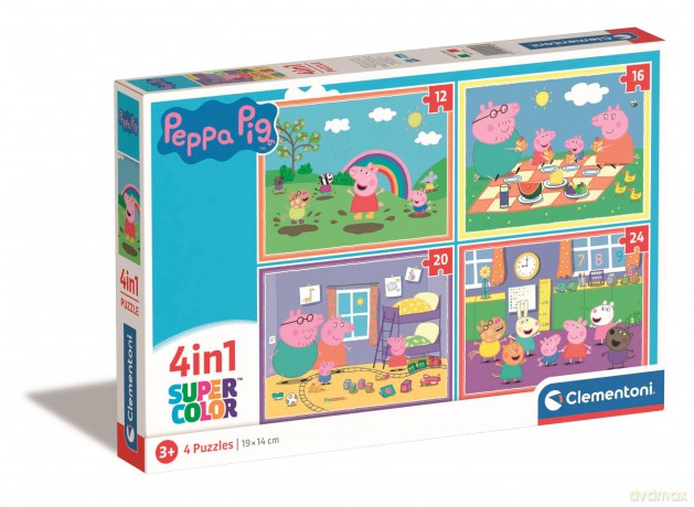 CLEMENTONI 4w1 Super Kolor Peppa Pig [PUZZLE]