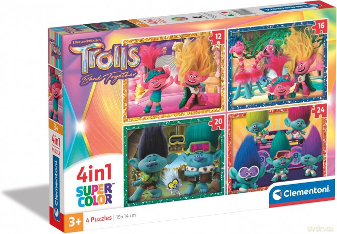 CLEMENTONI 4w1 Super Kolor Trolls 3 [PUZZLE]