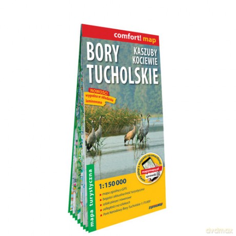 Bory Tucholskie, Kaszuby, Kociewie laminowana mapa turystyczna 1:150 000
