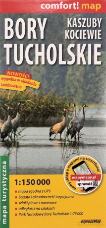 Bory Tucholskie, Kaszuby, Kociewie laminowana mapa turystyczna 1:150 000