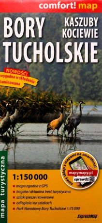 Bory Tucholskie, Kaszuby, Kociewie laminowana mapa turystyczna 1:150 000