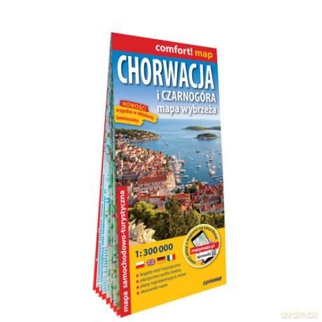 Chorwacja i Czarnogóra. Mapa wybrzeża; laminowana mapa samochodowo-turystyczna 1:300 000
