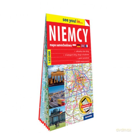 Niemcy; papierowa mapa samochodowa 1:825 000