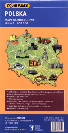 Polska Mapa samochodowa skala 1:650 000 [KSIĄŻKA]