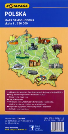 Polska Mapa samochodowa skala 1:650 000 [KSIĄŻKA]