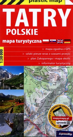 Tatry polskie foliowana mapa turystyczna 1:30 000