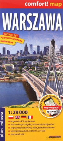Warszawa laminowany plan miasta 1:29 000