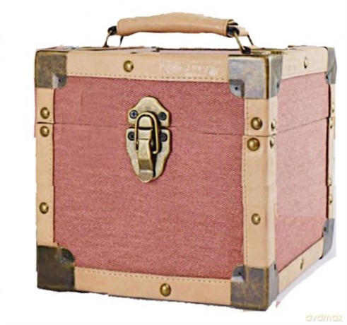 Burgundy Fabric: 7 Inch 50 Record Storage Carry Case Burgundy Fabric