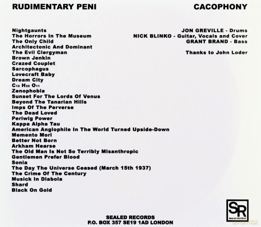 Rudimentary Peni: Cacophony [CD]