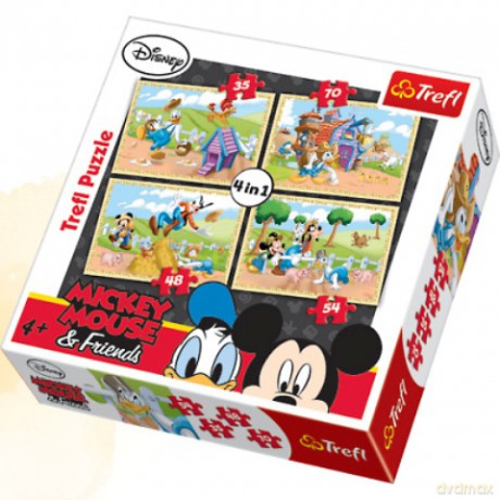 TREFL 4w1 MIX Myszka Miki i przyjaciele - Na farmie (Disney) 34117 [PUZZLE]