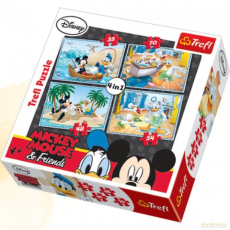 TREFL 4w1 MIX Myszka Miki i przyjaciele - Wodne Szaleństwo (Disney) 34118 [PUZZLE]
