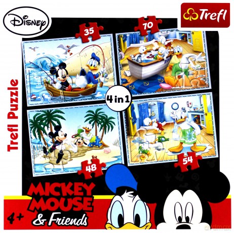 TREFL 4w1 MIX Myszka Miki i przyjaciele - Wodne Szaleństwo (Disney) 34118 [PUZZLE]