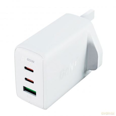 Acefast ładowarka GaN 65W 3 porty (1xUSB, 2xUSB C PD) wtyczka UK biała (A44)