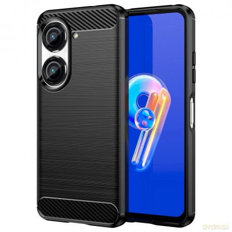 Carbon Case etui Asus Zenfone 9 elastyczny silikonowy karbonowy pokrowiec czarne