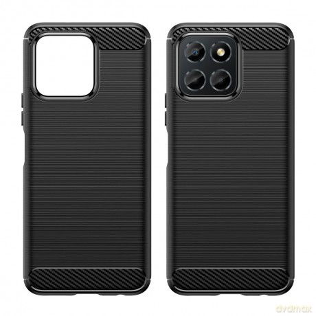 Carbon Case etui do Honor X8 5G elastyczny silikonowy karbonowy pokrowiec czarne