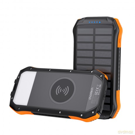 Choetech powerbank solarny z ładowaniem indukcyjnym 10000mAh Qi 5W pomarańczowy (B659)