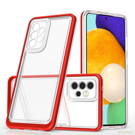 Clear 3in1 etui do Samsung Galaxy A14 silikonowy pokrowiec z ramką czerwone